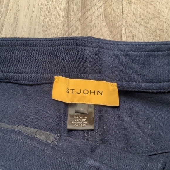 St. John Navy Blue Straight Leg Chino Trouser Pants Size 6 - Picture 11 of 14
